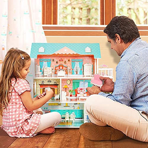 Casa De Muñecas De Madera Robud Para Niños Niñas, Juguete