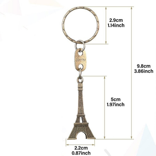Imagen 4 de 8 de 2 Llaveros Torre Eiffel 5cm Alto - Dorado Y Plateado - D816