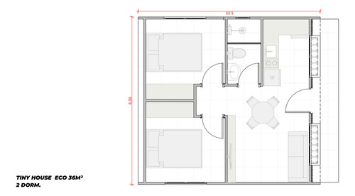 Casa Pré-fabricada Módulo Tiny House Eco - 2dormitório(36m2)