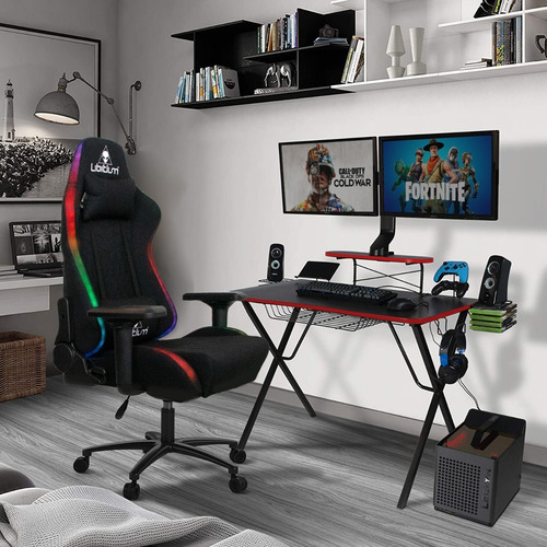 Imagen 2 de 6 de Silla Escritorio Gamer Gaming Rgb Ergonomica Reclinable Ms