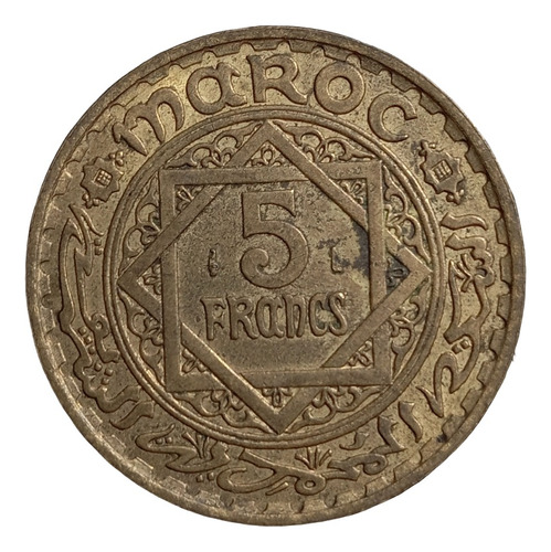  Moneda Marruecos Protectorado Frances 1365-1946 5 Francs #4
