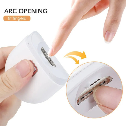 Cortador De Unhas Automático Elétrico Com Luz Recarregável Cor Branco