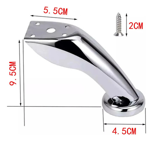 12 Piezas De Patas Curvas Cromadas C/tornillas/mueble, Cama