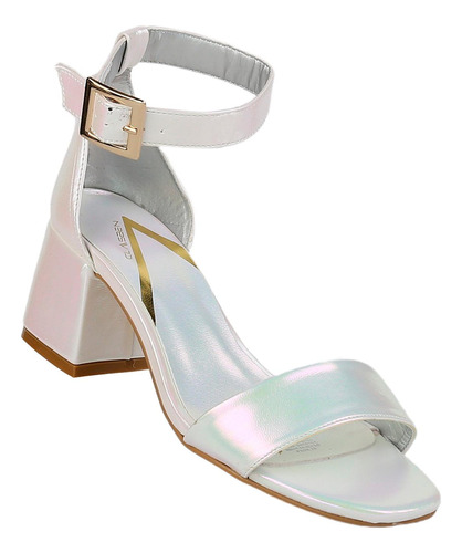 Sandalia Moda Tacon Mujer Blanco Tacto Piel Clasben 06903828