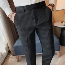 Comprar Trajes Formales A Rayas Negras Para Hombre, Trajes, Pantalon