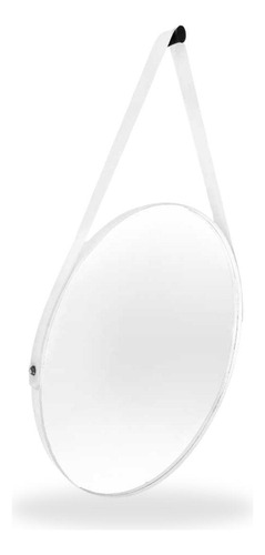 Espelho Adnet Branco 50cm Banheiro Sala Quarto Alça Suporte