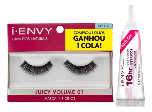 Cílios Postiços + Cola Kiss I Envy Juicy Volume 01 Kpe15xb