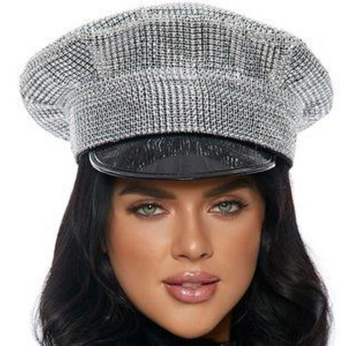 Sombrero Policia Plateado Brillante Talla Unica Adulto