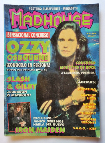 Revista Madhouse 56 Agosto 1995 Ozzy Iron Maiden Slash