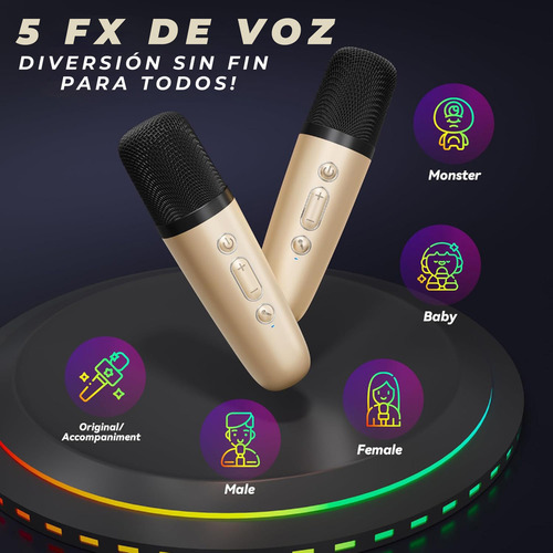 Parlante Karaoke Mti Rgb K12 Portátil 10w Inalámbrico Beige