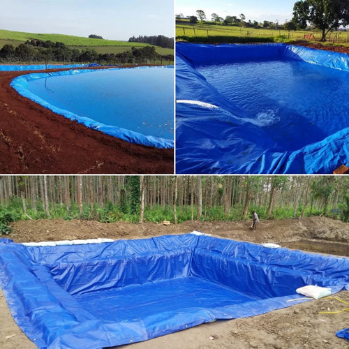 Lona Plástica Azul Impermeável 300 Micras Multiuso 4x10