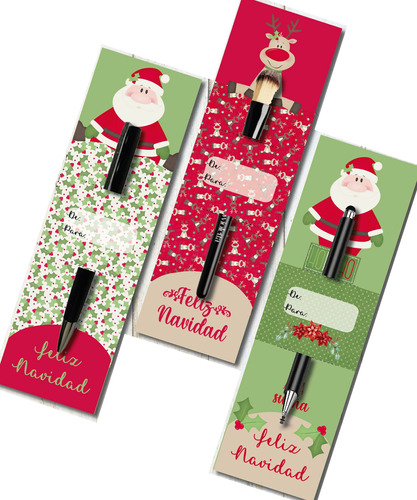 Tarjetas Porta Lapiceras U Otros Navidad - Kit Imprimible