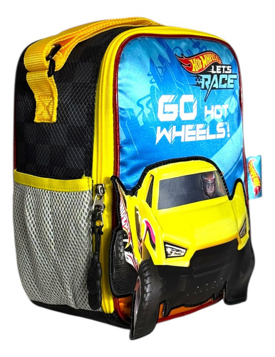 Kit Mochila Hot Wheels Lonch Lap Original Primaria Ruedas Azul Azul