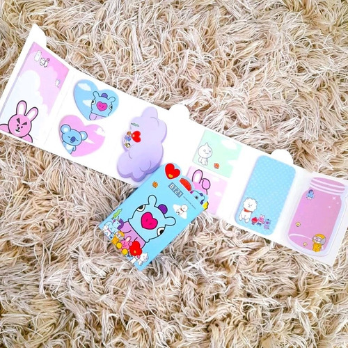 Set De 4 Post It Notas Adhesivas Kawaii Bt21 Bts