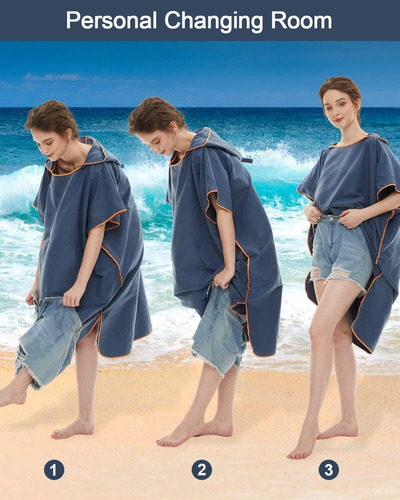 Poncho Surf,poncho Toalla,bata Baño Microfibra Con Capucha