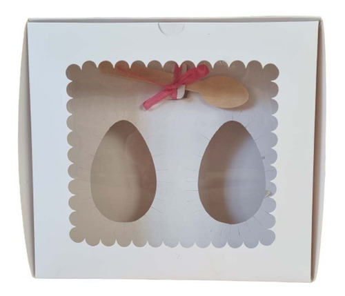 Caja Para Dos Medio Huevo Pascua Con Cuchara - Blanca X 100u