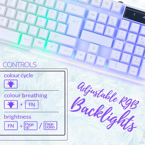 Teclado De Juegos Blancos Orzly Rgb Usb Wired Rainbow Keyboa