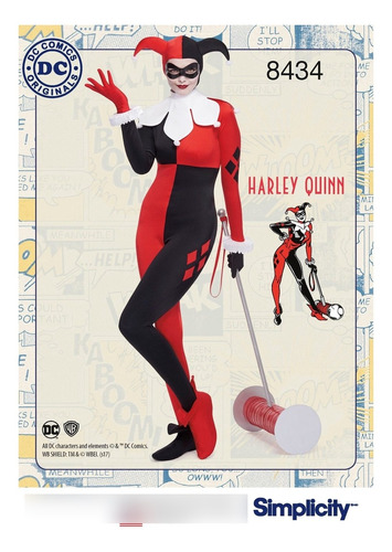 Pattern 8434 Knit Dc Comics Harley Quinn Bombshell Tamaño Bb