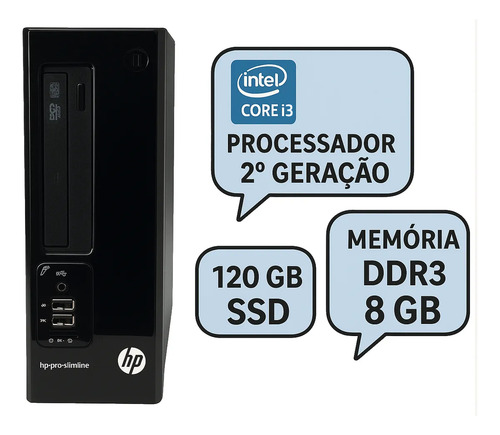 Cpu Desktop Pc Hp 3410 Core I3 8gb Ssd 120gb Slim Hdmi (Recondicionado)