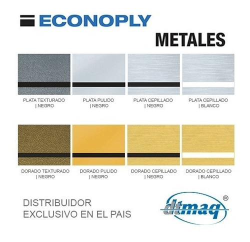 Plástico Bicapa Laserable 1200x600mm Econoply Metalizados