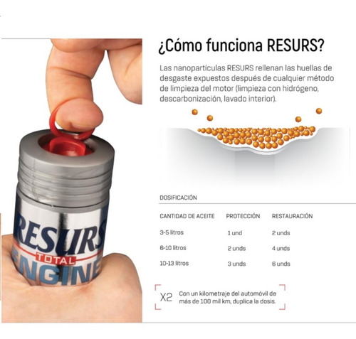 Imagen 5 de 10 de Resurs Aditivo Restaura Remetaliza Motor Tecnología Rusa P