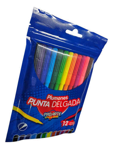 Plumon Punta Delgada - Lapiz Scripto 12 Colores - Proarte