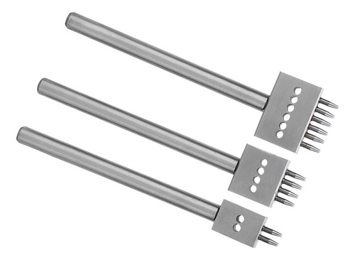 Perforadora De Cuero, 3 Piezas, Cincel Plateado, Herramienta
