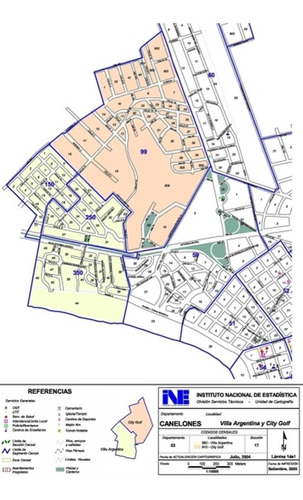 Villa Argentina Y City Golf - Canelones - Mapa 45x30 Cm.