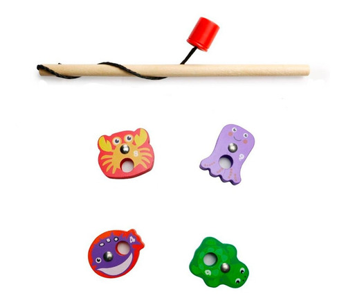 Imagen 3 de 10 de Acool Juego De Pesca Magnetico De Madera Con Dado Ac7685