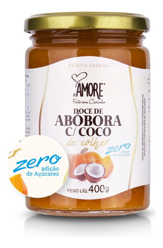 Doce De Abóbora C/ Coco Zero Açúcar Rb Amore - 400g