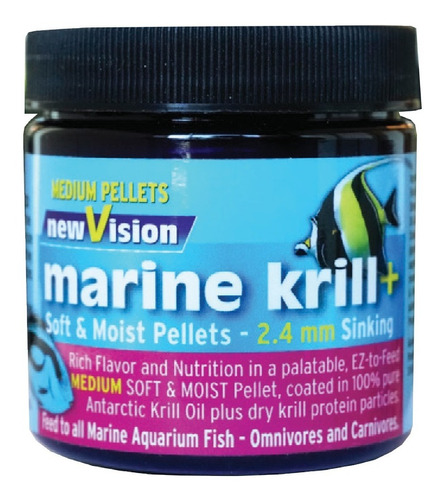Marine Krill Pellets 5.7oz 2.4mm New Vision Alimento Peces 