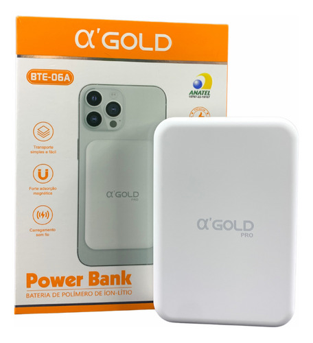 Power Bank Magsafe Carregador Indução 5000ma Sem Fio Cor Branco