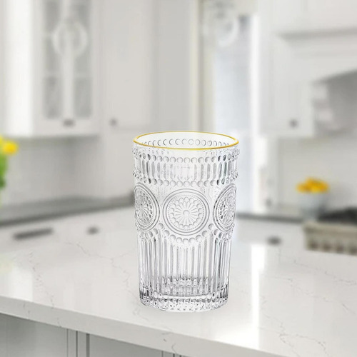 New,. Tazas De Cristal De Girasol Vintage Para Alto Borde
