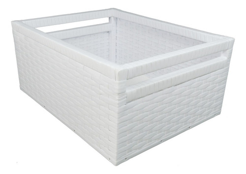 Gaveta Organizadora Em Vime Sintético 35x25x20 Cor Branco