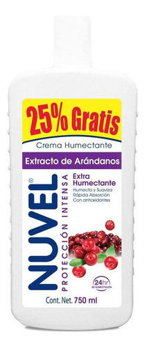 Crema Corporal Nuvel Extracto De Arándanos 750 Ml