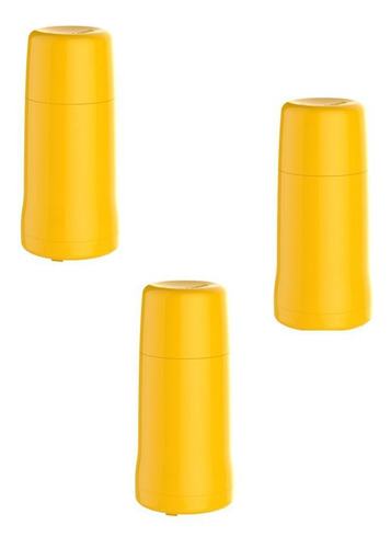 3 Garrafa Térmica Pequena Onix 250ml Quente Frio - Amarelo