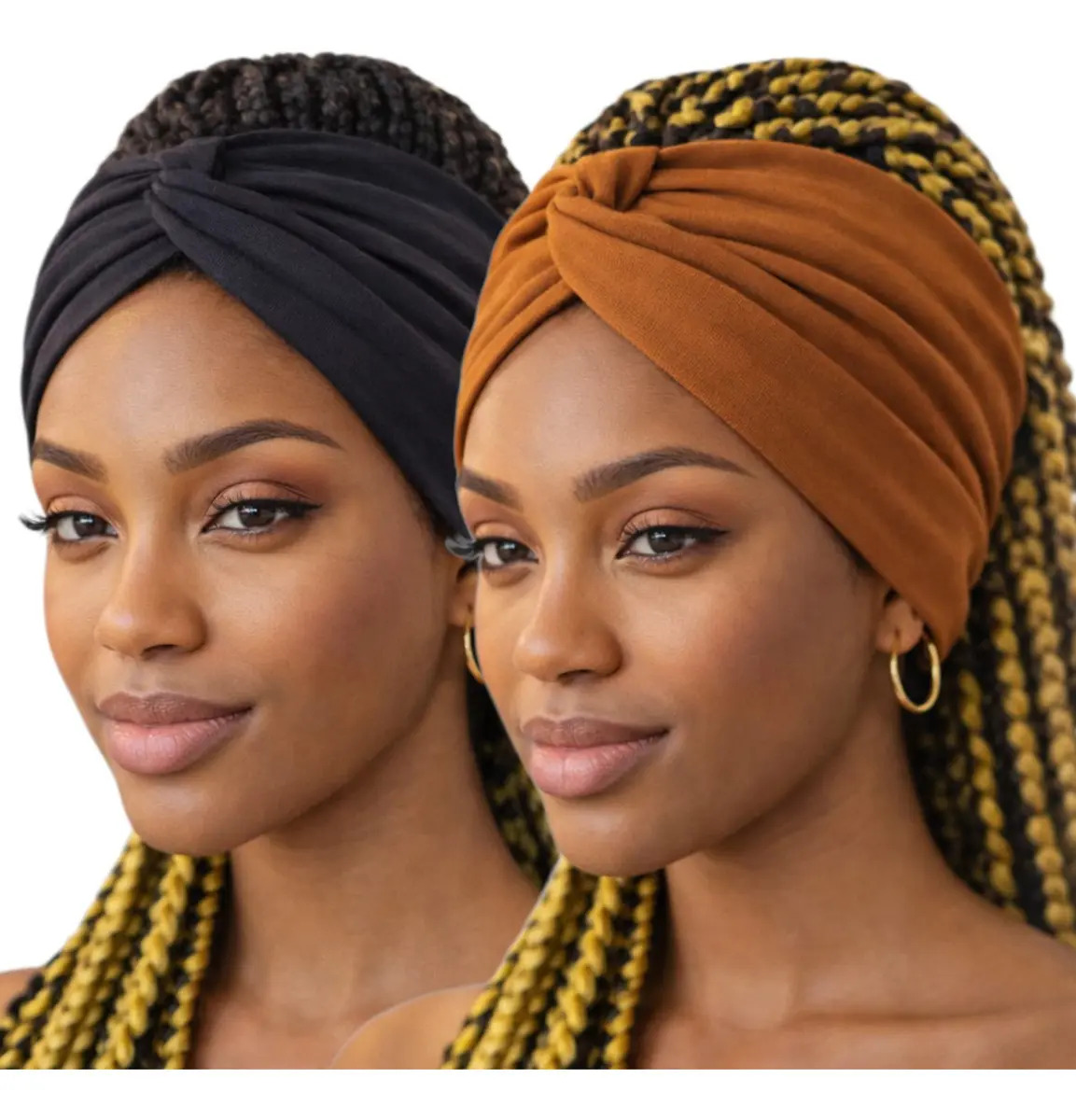 Faixa Turbante Kit Ata Multimarcas Adulto Viscolycra Flexível. Cor Caramelo Preto