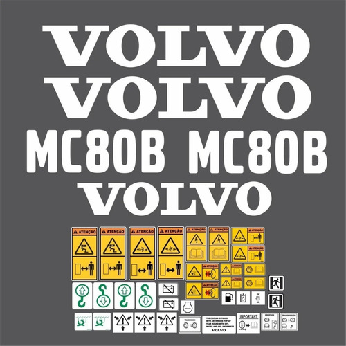 Kit Adesivos Minicarregadeira Para Volvo Mc80b 17542 Cor Branco