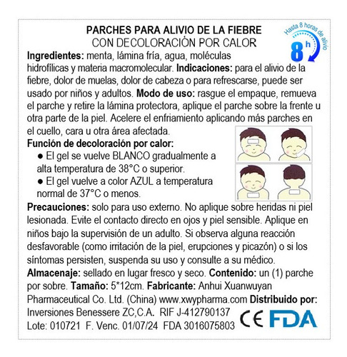 Imagen 2 de 3 de Parches Frios Alivio De Fiebre Con Decoloracion Por Calor