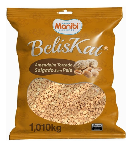 Amendoim Torrado Salgado Sem Pele Beliskat - Pacote 1 Kg