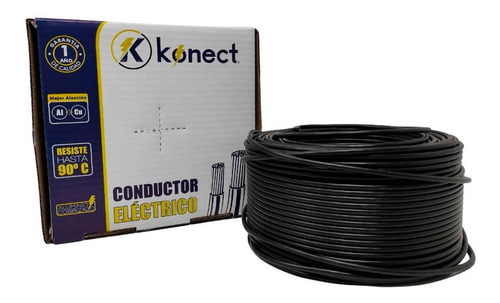 Cable Electrico Cca Unipolar Konect Calibre 10 Negro 100 M