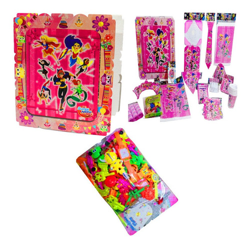 Kit Decoración Piñata Relleno Super Hero Girls X36 + Regalo