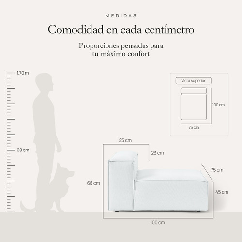 Sillón Modulo Central Latt Lino Soft Color Gris Perla