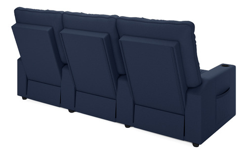 Poltrona Reclinável Para Cinema Parma 3l Baú Usb Pu Cor Azul