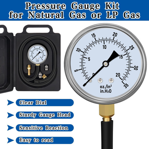 Kit De Prueba De Presión De Gas Fanovo 0-35 W.c 40 Manguera