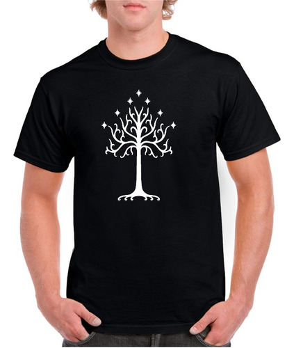 Polera Hombre Estampado Árbol Blanco De Gondor.