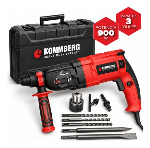 Rotomartillo Sds Plus Kommberg 900w 26mm 3j + Accesorios Color Negro Frecuencia 50hz
