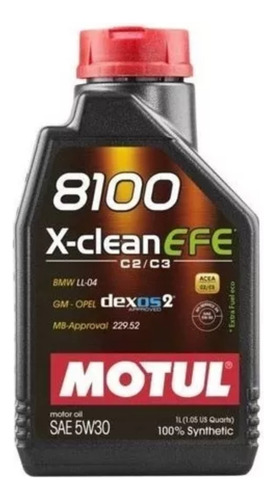 Oleo De Motor Motul 8100 X-clean Efe 5w30 Sintetico 1l