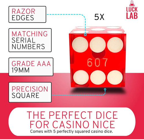 Dados De Casino Luck Lab Grade Aaa 19mm Con Bordes Afilad...