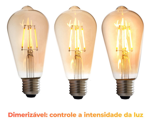 3x Lâmpada Retrô Filamento Led Dimerizável Edison 110 220 4w Cor Da Luz 2300 110v